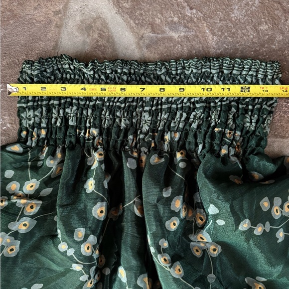 Silk Blend Emerald Green Floral Joggers pull on wide leg pants made in India - Picture 6 of 8